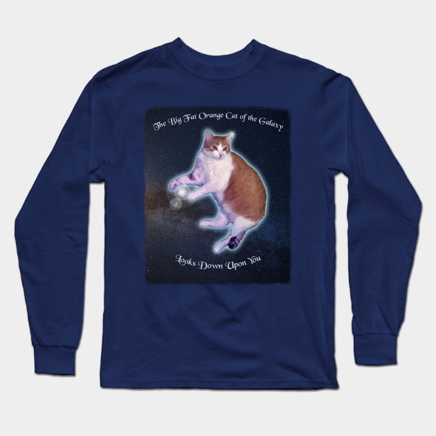 The Big Fat Orange Cat of the Galaxy Looks Down Upon You Long Sleeve T-Shirt by jdunster